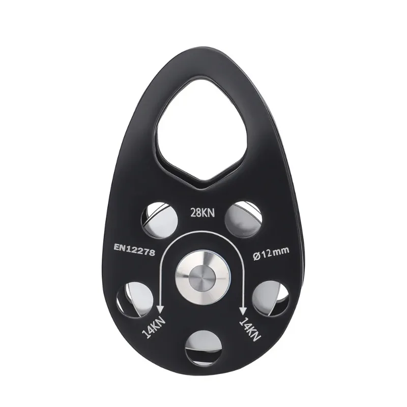 28KN Aluminum Alloy Zipline Single Pulley Small Side Plate Climbing Pulley Labor-saving Lifting Ascender Gear