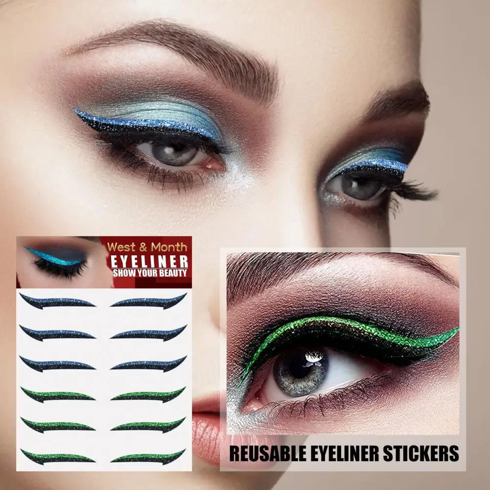 6Pairs Nice-looking Women Faux Eyeliner Decal Plastic False Eyeliner Sticker Ladies Girls Eyeliner Sticker for Party