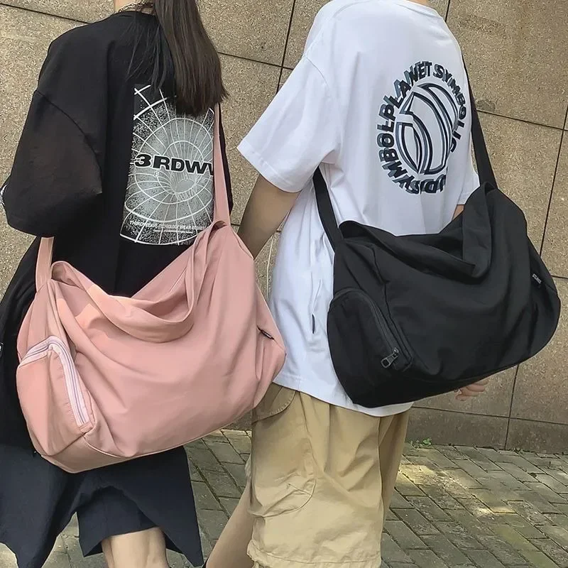 Bolsos de mensajero coreanos de alta capacidad para hombres y mujeres, bolsos cruzados simples y sólidos, bolso de mano Grunge para estudiantes japoneses, bolsos cruzados que combinan con todo, Y2k