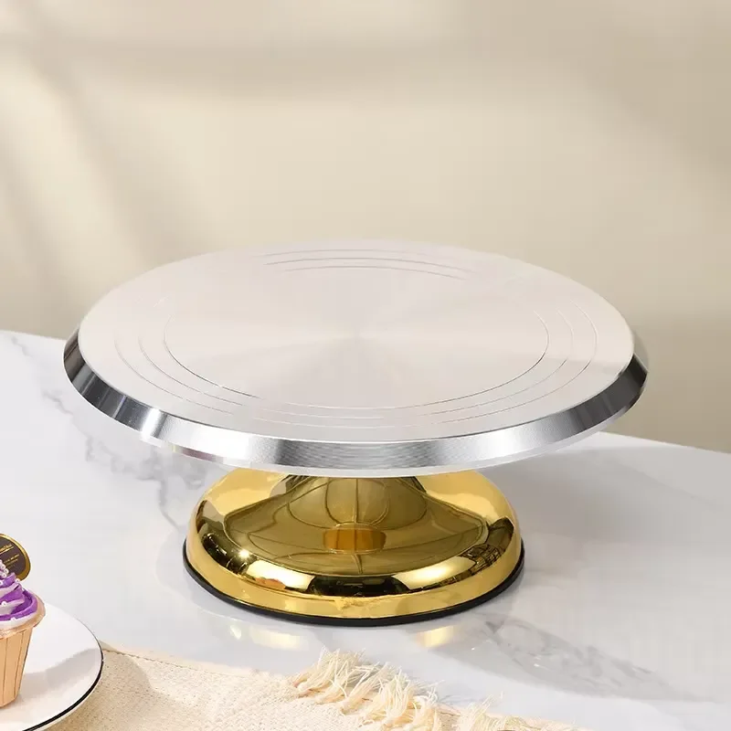 Cake Decorating Supplies 10 inches 12 inches, Aluminum Alloy Cake Turntable, Cake Non-Slip Decorating Turntable