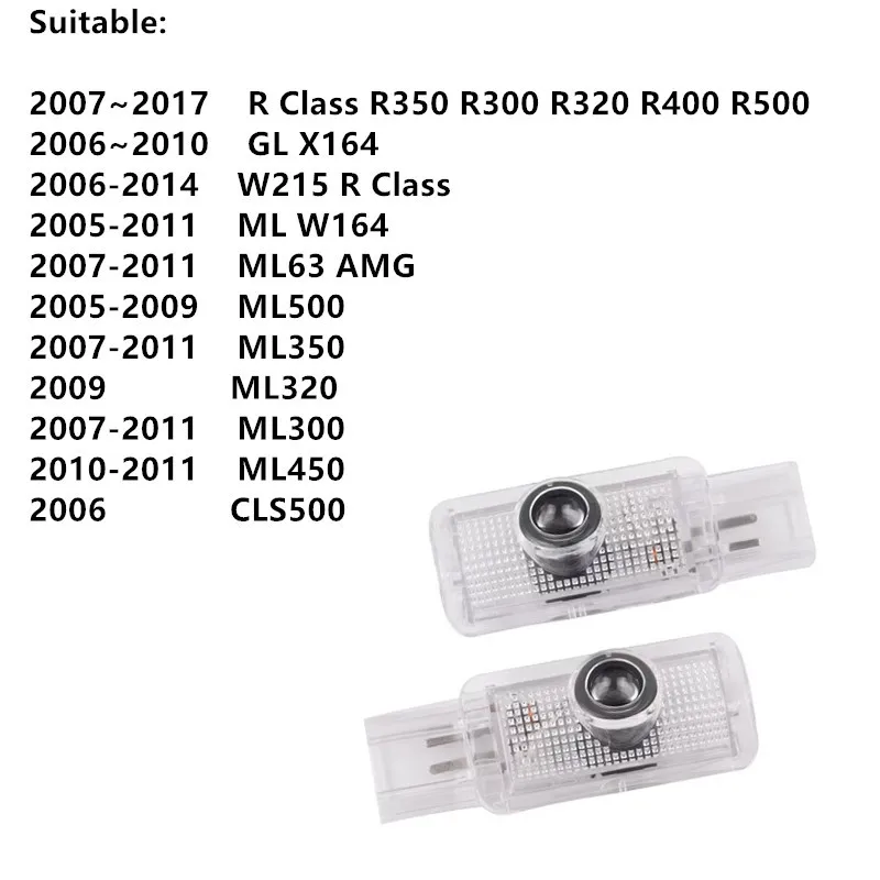 2PC Led Car Door Light Laser Projector Welcome LampFor MercedesBenzX164 W164 W215 GL ML R Class R400 R350 R300 ML450 Accessories