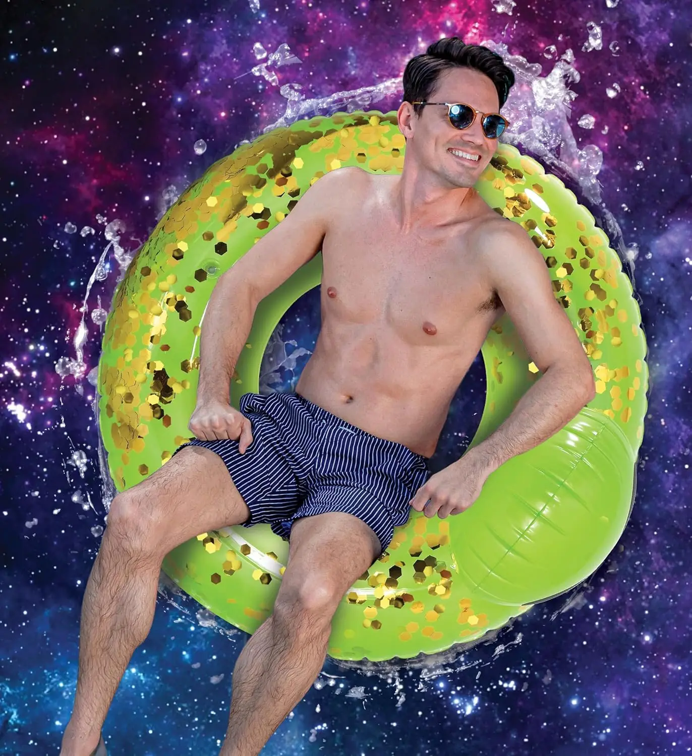 Tubo flotante inflable para piscina alienígena, vinilo resistente a los rayos UV, confeti para piscina, flotador de alienígena, flotador de piscina fresco, anillo de natación para piscina inflado