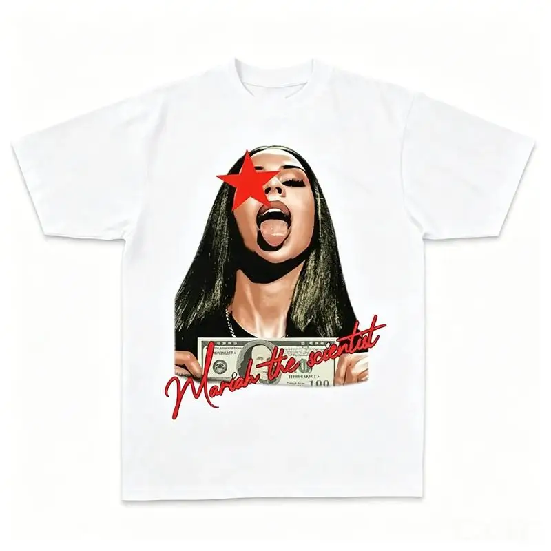 Unisex 100% Pure Cotton Mariah The Scientist Red Star Music Portrait Graphic Tshirt - Breathable Short-Sleeve, Relaxed Cut, Round Neck Cotton Fabric Tee, R&B Fan Gift, Casual Streetwear Sports Top