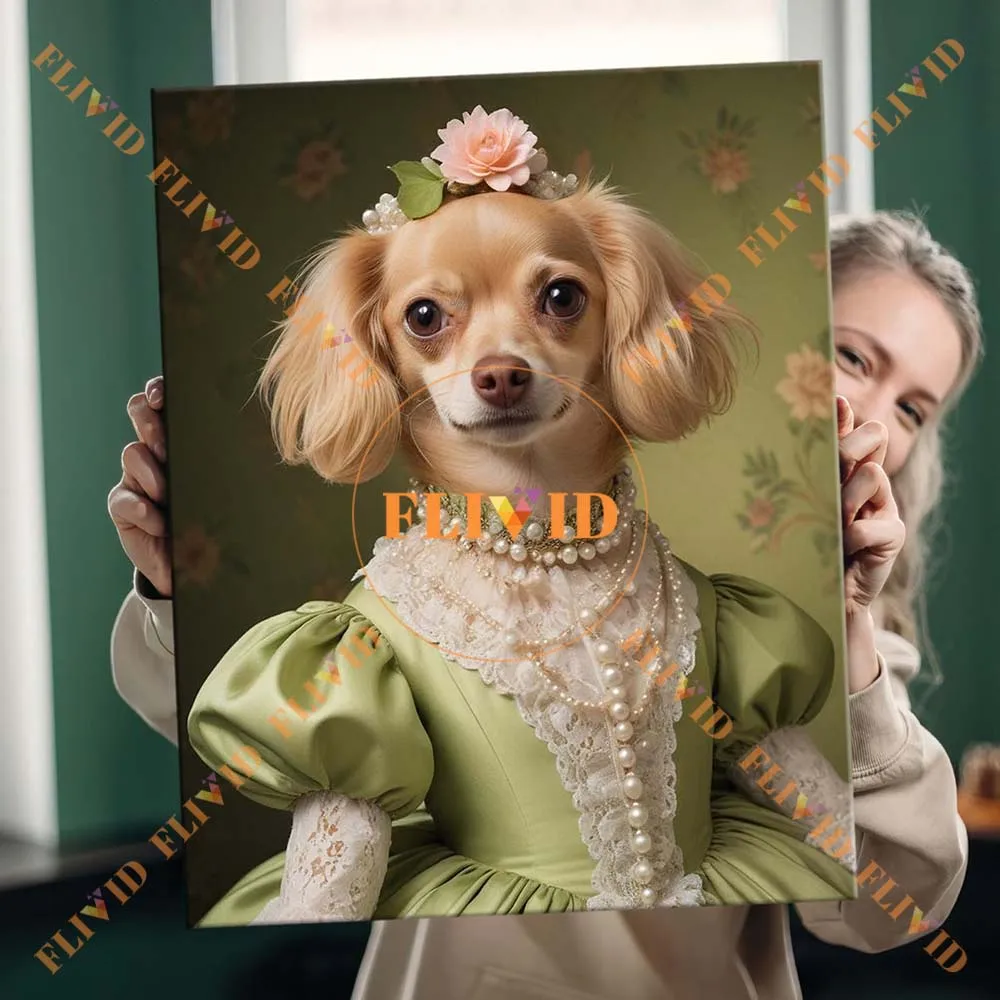 

Custom Royal Dog Princess General Cat Poster Portrait Wall Art Canvas Painting Wall Pictures For Living Room Decor Unframed