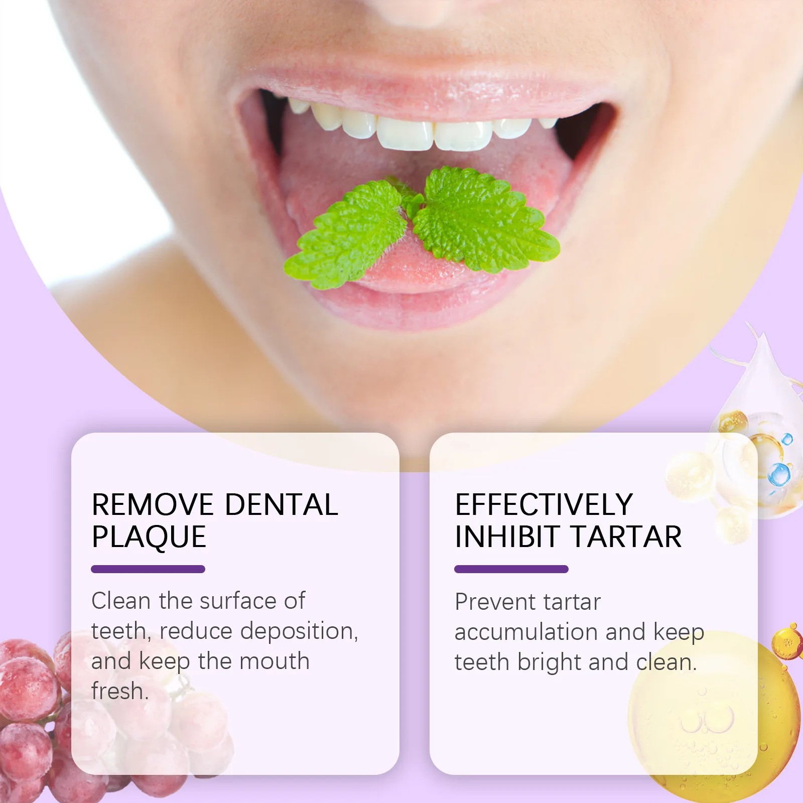 

Grape Teeth Whitening Toothpaste Reduce Yellowing Remove Plaque Stains Clean Freshing Breath Travel Tooth Brightening Toothpaste