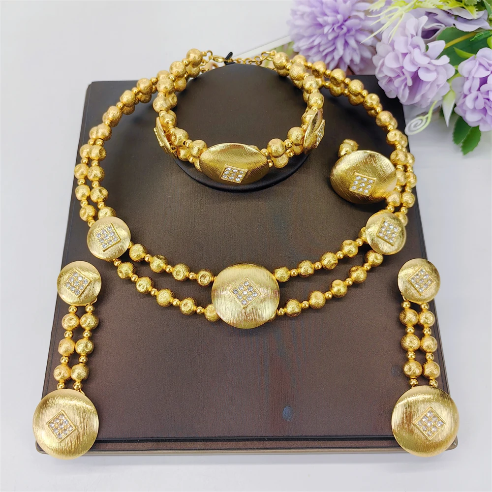 Dubai Jewelry Set Minimalistiese Quality Women Necklace Earrings Bracelet And Ring Luxury Design Weding Party Gift