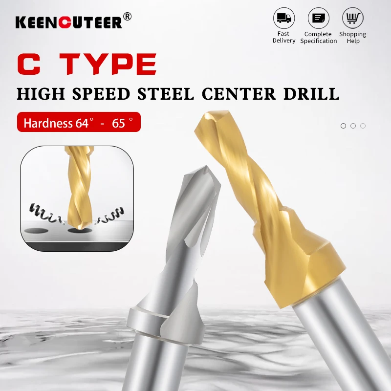 C-Centre Drill  Bit HSS High Speed Steel Chamfered Threaded Coated Titanium Positioning Drills For steels Aluminium M3 M4 M5-M16