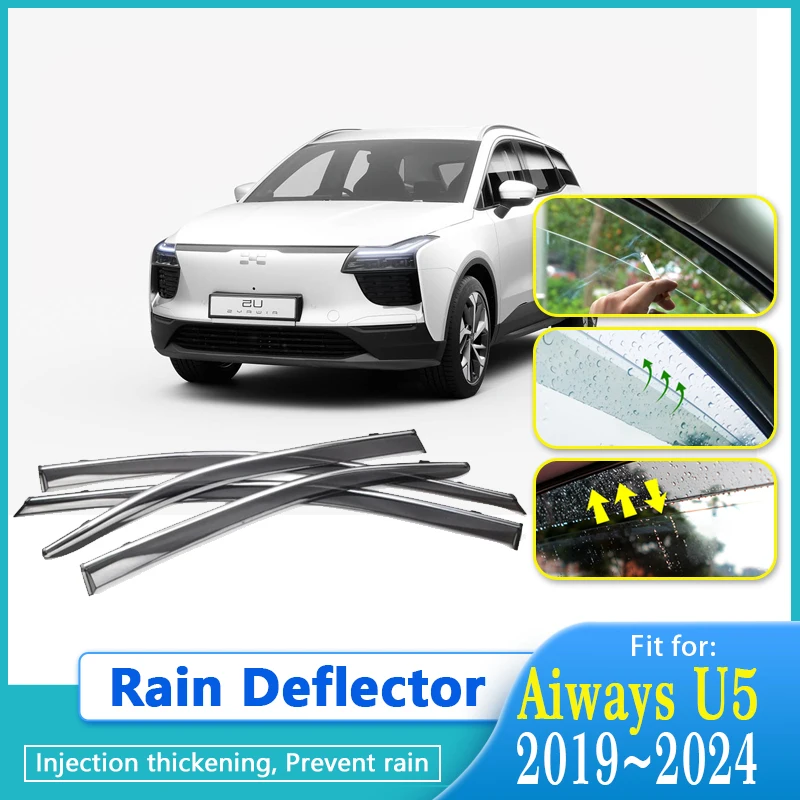 Rain Deflectors For Aiways U5 2019 2020 2021 2022 2023 2024 Rainproof Set Window Visors Rain Deflector Guard 4PC Car Accessories