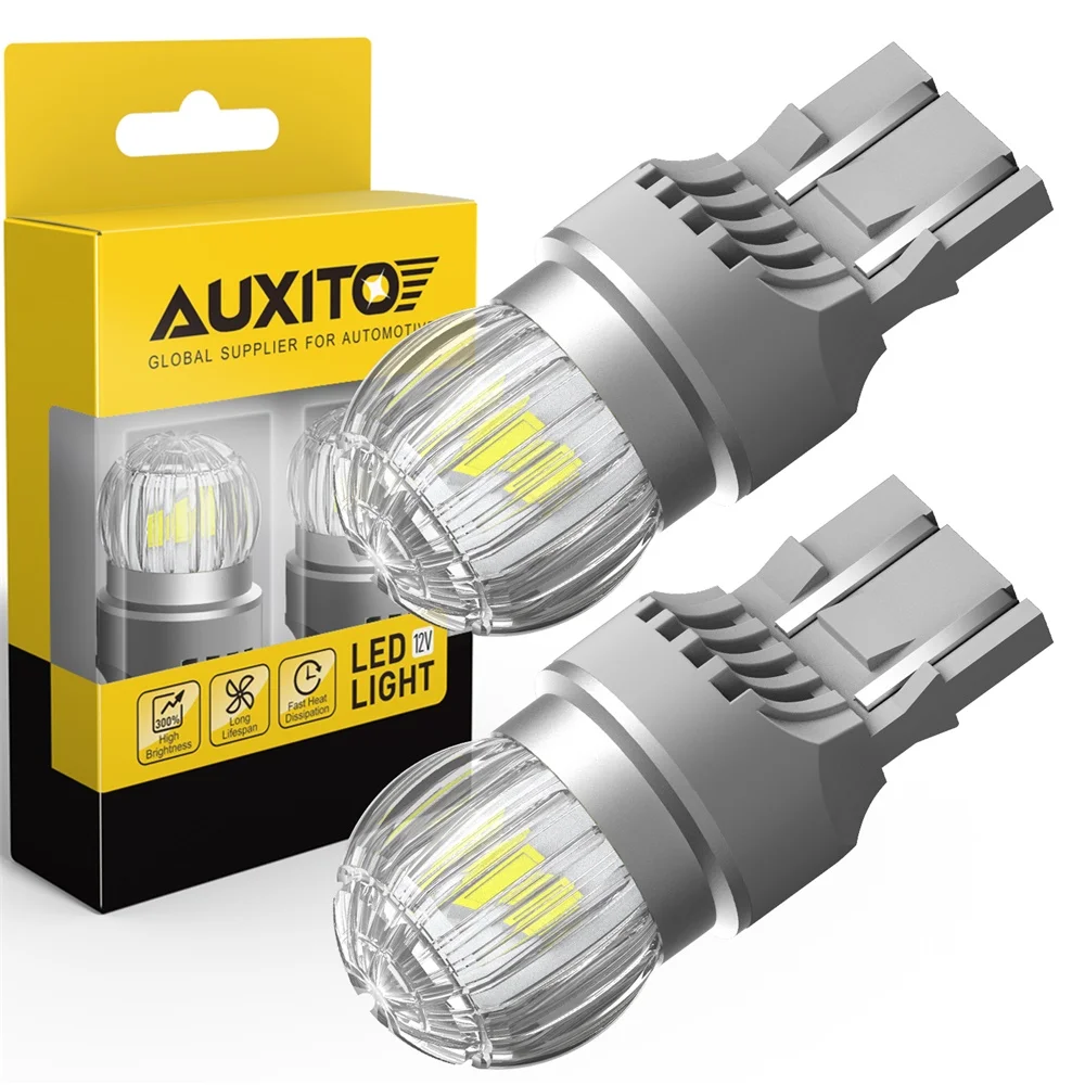 AUXITO 2 szt. T20 LED 7440 WY21W W21W Żarówki LED 7443 W21/5W LED Czerwono-białe Super jasne światło cofania do samochodowej lampy sygnalizacyjnej