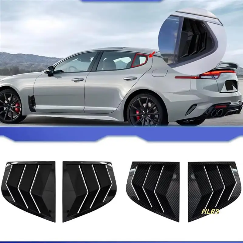 

Window Louvers Vent Sun Shade Cover For Kia Stinger 2018-2022 Window Shutter Sticker ABS Carbon Fiber Black Accessories