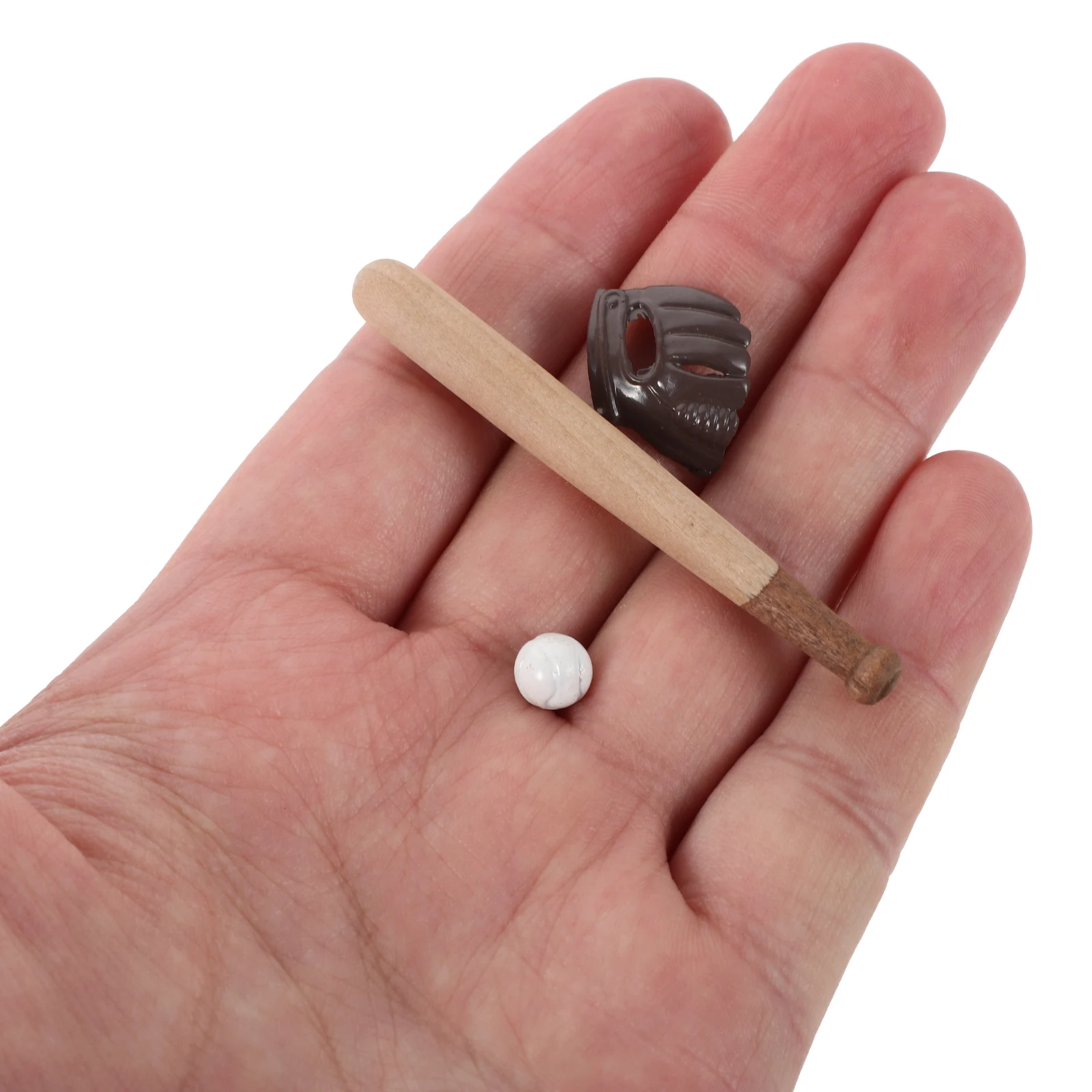 

3 Sets Mini Baseball Model Dollhouse Accessories Food Play Miniature Sports Gear