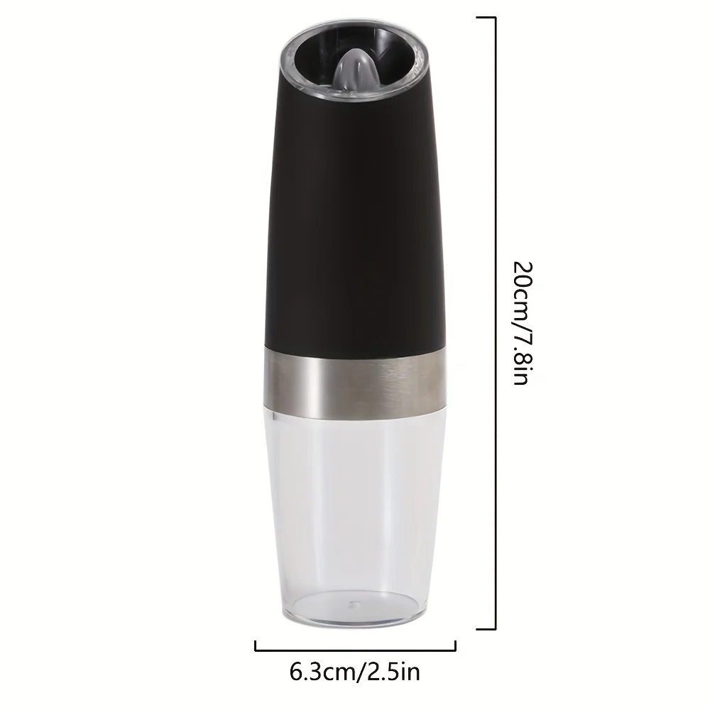 Pepper grinder, household sea salt grinder, electric adjustable spice grinder, reusable pepper crusher, kitchen gadget, adjustable coarseness, battery-powered LED light, one-handed automatic operation, suitable for any occasion! (Product does not come with batteries)