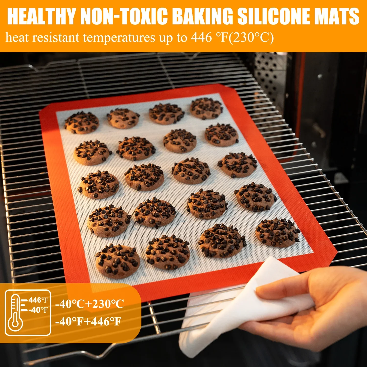 Silicone Baking Mat, 3 Pack Nonstick Silicone Baking Mats Cookie Sheet Liners, Reusable Oven Liners Cooking Silicone Baking Shee