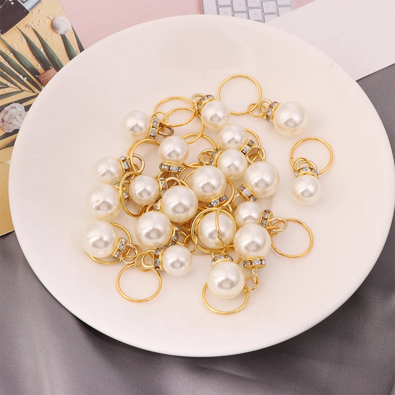 10Pcs Pearl Knitting Stitch Markers Charms Pendant For Handmade Gift Knitting Tools DIY Findings