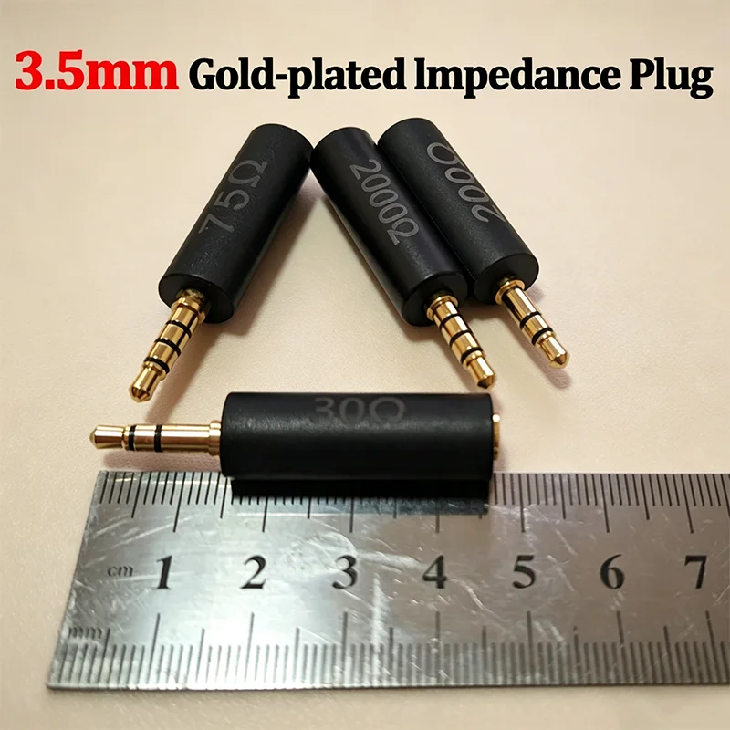 3.5mm Gold-plated Impedance Plug 30/75/150/200Ω Headphone Impedance Adapter Noise Reducing for Earphone Amplifier Audio Player