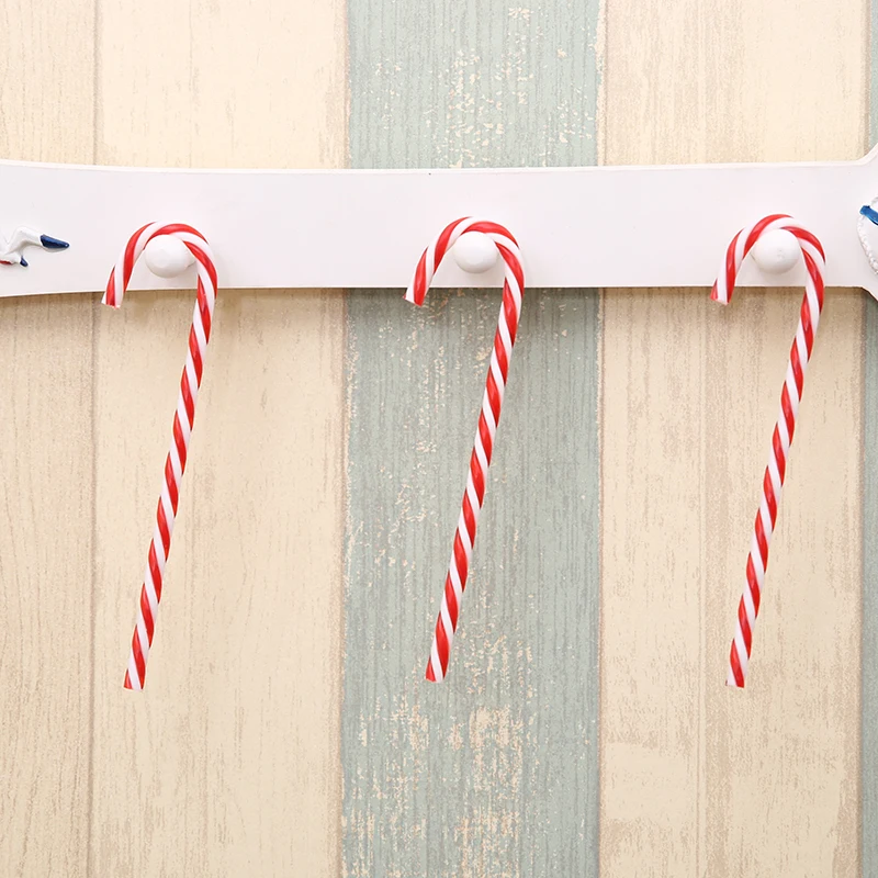 Fotografia 7: (6 peças) decoração de árvore de natal de plástico com desenho de cana em cores pastéis decorativas de ano novo para festas e feriados