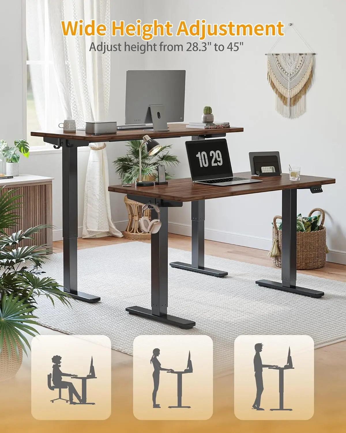 [New Arrival!]Electric Standing Desk, 55 x 24 Inches Height Adjustable Sit Stand Desk, Ergonomic Home Office Computer Workstatio