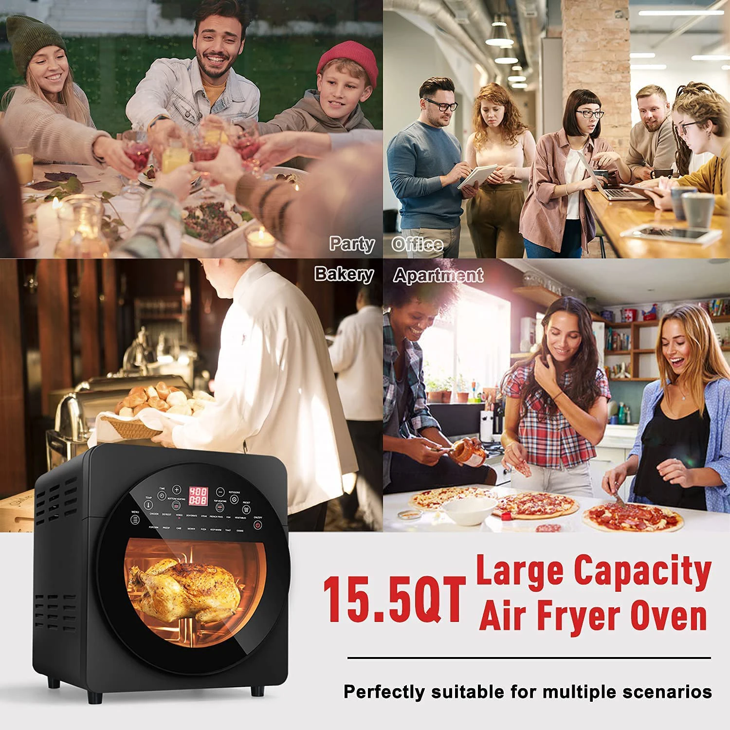 3 in 1 Air Fryer 0ven Low Fat Without Oil Frying Kitchen 14.5L Multifunctional Combo Professional Manufacturer