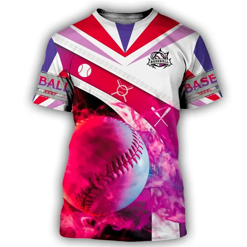 Camiseta con estampado de béisbol 3D para hombre, Tops deportivos de manga corta, camisetas informales de Fitness al aire libre, camisetas de gran tamaño para fanáticos del béisbol, Verano