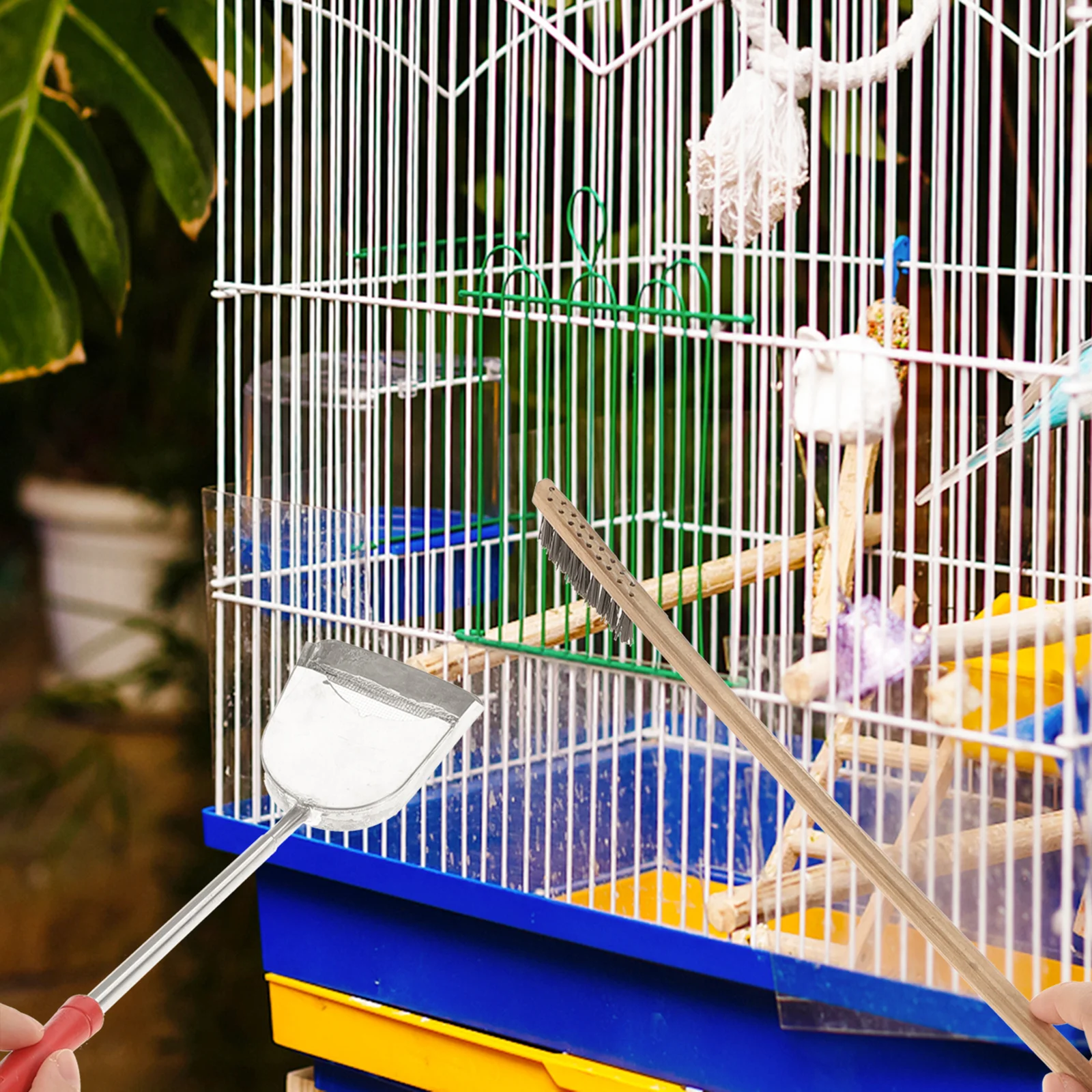

2Pcs Bird Cage Cleaning Tools Telescopic Handle Shovel Brush Set Pet Parrot Birds Daily Use Gift Bird Cage Brush