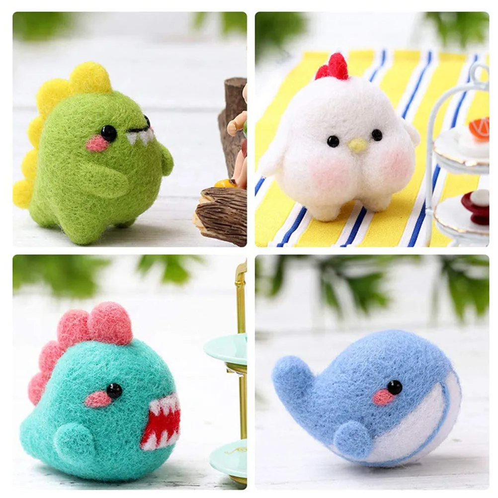 

4 Sets Wool Felting Tools DIY Craft Kit Practical Starter Needle Felting Kits Poking Fun Material Kits Kids Art Wool Ball Animal