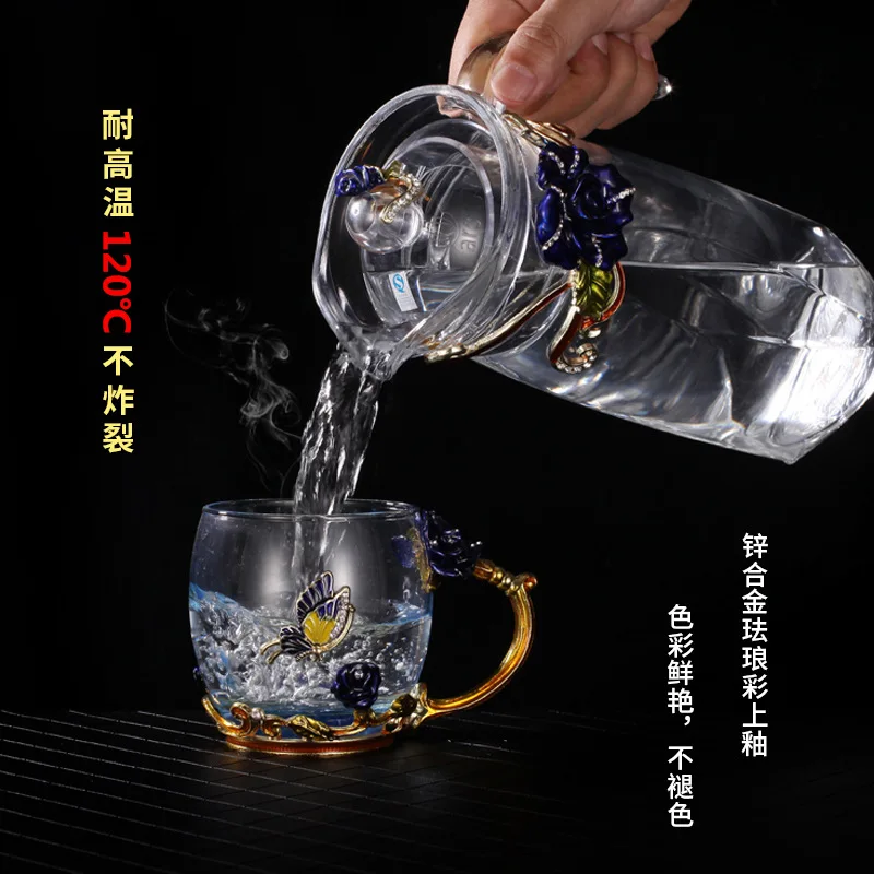 Modern luxury water cup, glass, household living room, tea cup, cold water pot, family suit, cups, ins, high appearance