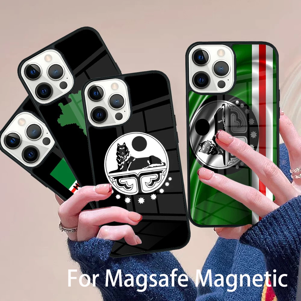 

Chechen Flag Phone Case Magesafe Magnetic Wireless Charge Cover For IPhone 16 11 12 13 14 15 Pro Max Plus Mini