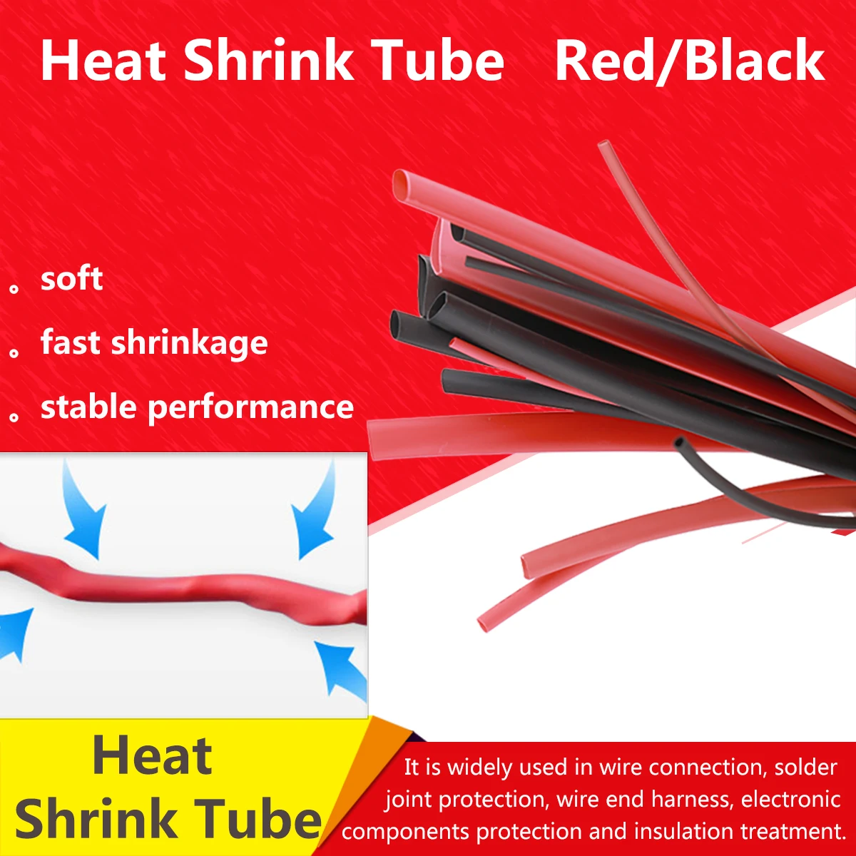 1m 10PCS CZ Heat Shrink Tube Red/Black 1/1.5/3/4/5/8/20mm Silicon Wire Heated Tube Shrinkable RC Parts DIY