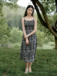 DUSHU Romantic Temperament Floral Suspender Summer Long Dress 2024 New Design Versatile Casual Gentle Women Long Dress 24DS82456