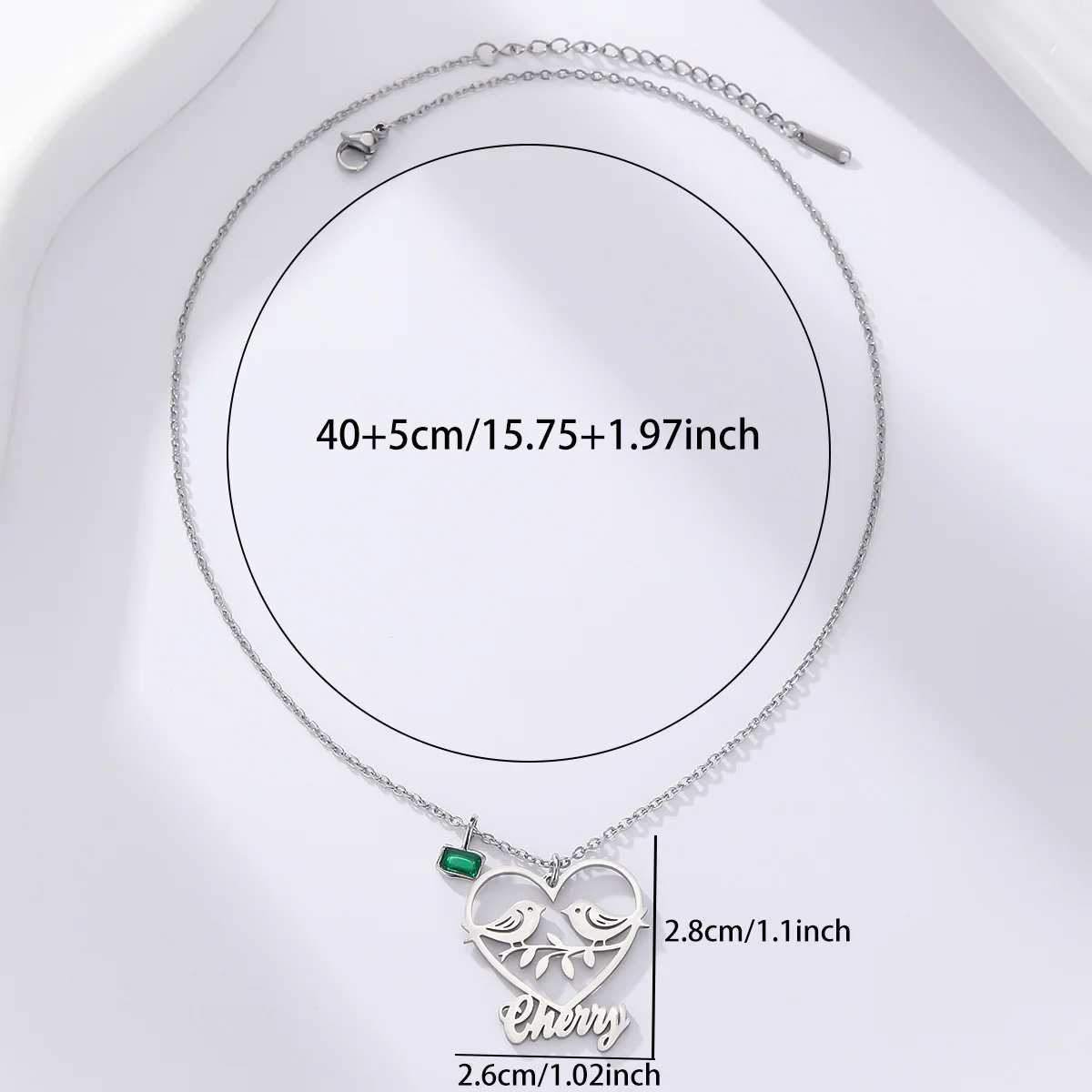 Custom Name Letter Heart Branch Bird Necklace Gold Silver Stainless Steel Hollow Love Heart Pendant Necklaces Daily Wear Jewelry