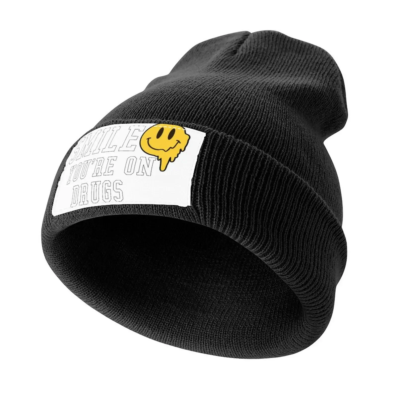 Smile You're On Drugs Knitted Cap Streetwear black New In Hat Men Caps Women's