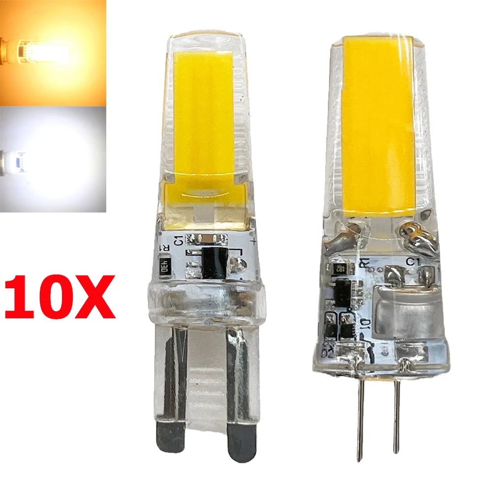 10PCS Dimmable 3W 6W G4 G9 Light Bulbs LED COB 12V 3000K Warm White 220V Lights For Room Lamps Bedroom Lamp Decorative Lighting