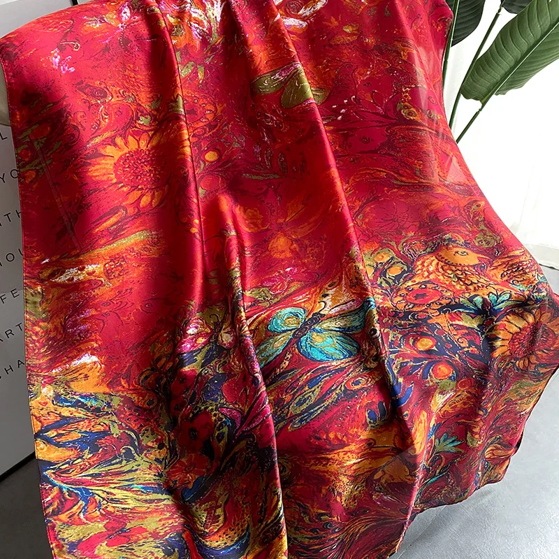 Spring Scarf Women\'s Luxury Design Scarf Silk Smooth Scarf Soft Muslim Headband Shawl Beach 85x180cm