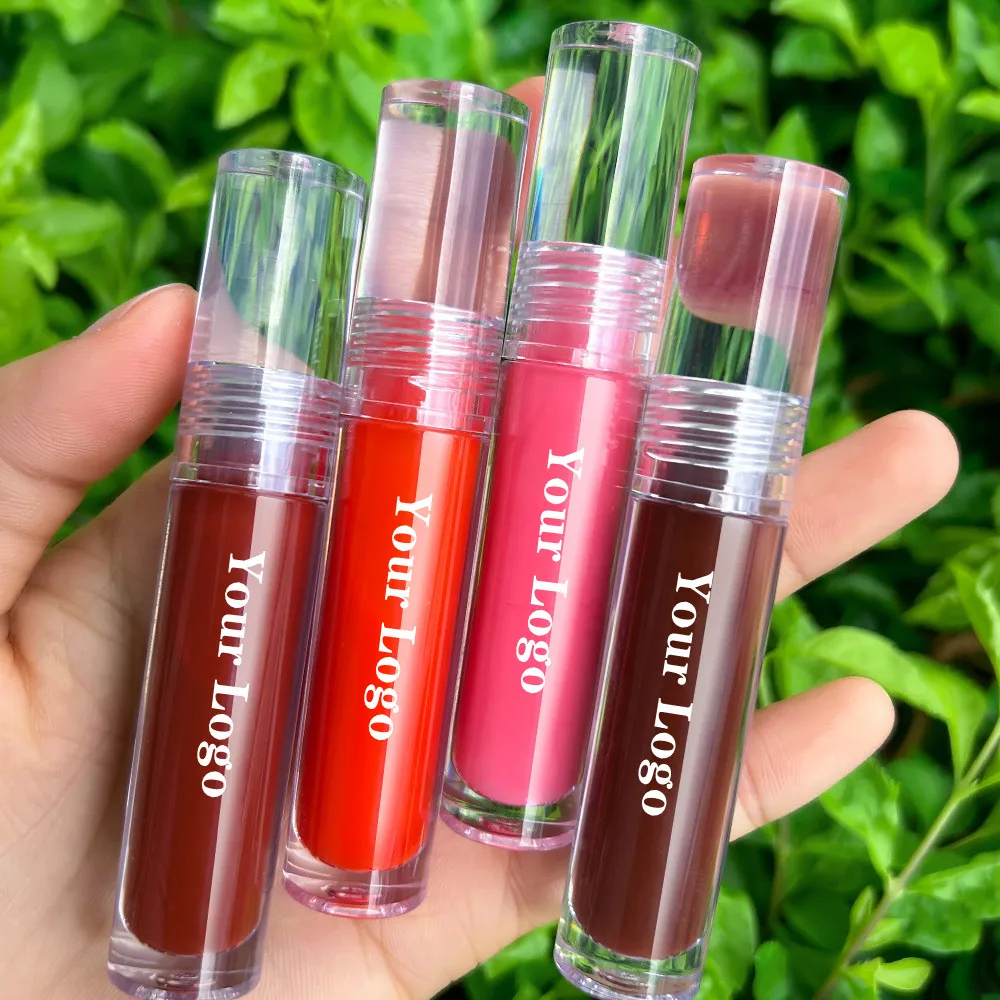 Brillo de labios hidratante, tinte de maquillaje, cosméticos sin crueldad, Vegano brillante, gelatina de cristal regordeta, logotipo privado, venta al por mayor a granel