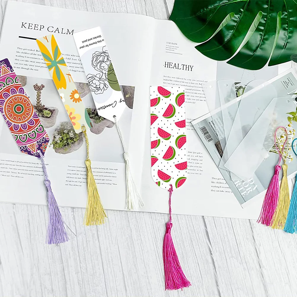 

1 set Acrylic Bookmarks Clear Page Markers Custom Decorative Tassel Resin for Students Girls School Supplies Teachers Home
