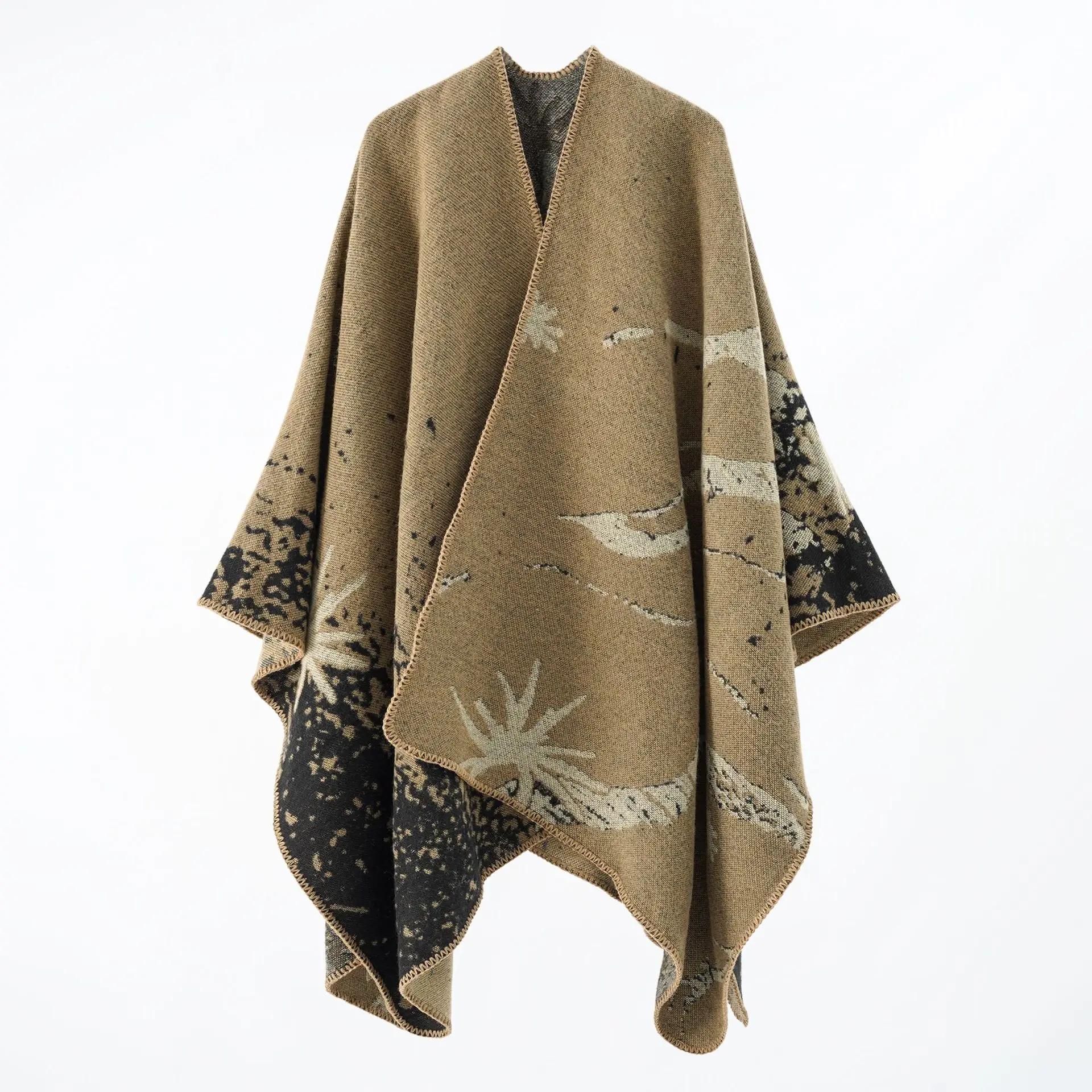 Poncho Capes pour femme, châle chaud en cachemire, motif géométrique LatejFlower, nouvelle rue, automne, hiver