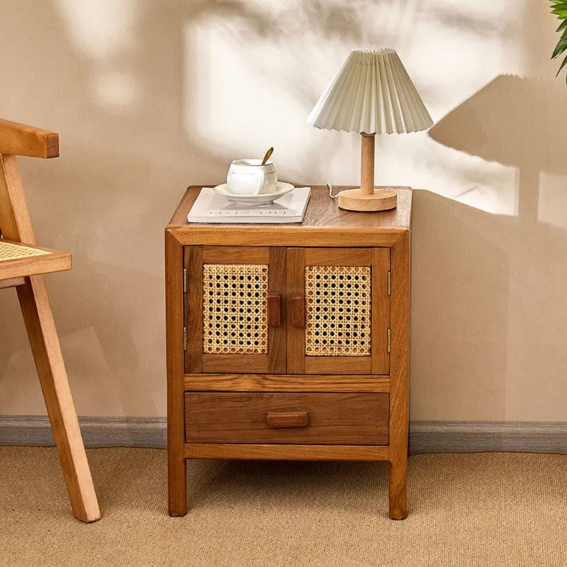 Old bedside table, solid wood chest creative, living room sofa side cabinet, corner edge South East Asia collection