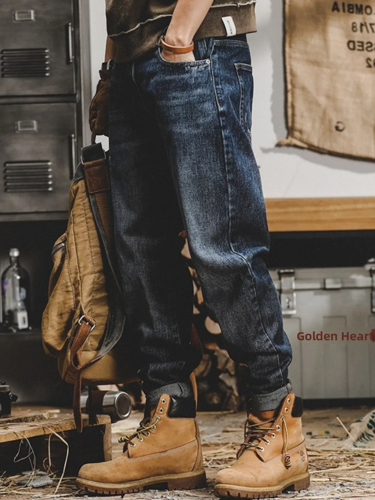 

Классические американские ретро-джинсы для мужчин, прямой свободный крой, простые, универсальные, повседневные, осенние, новинка, комплект из девяти предметов.