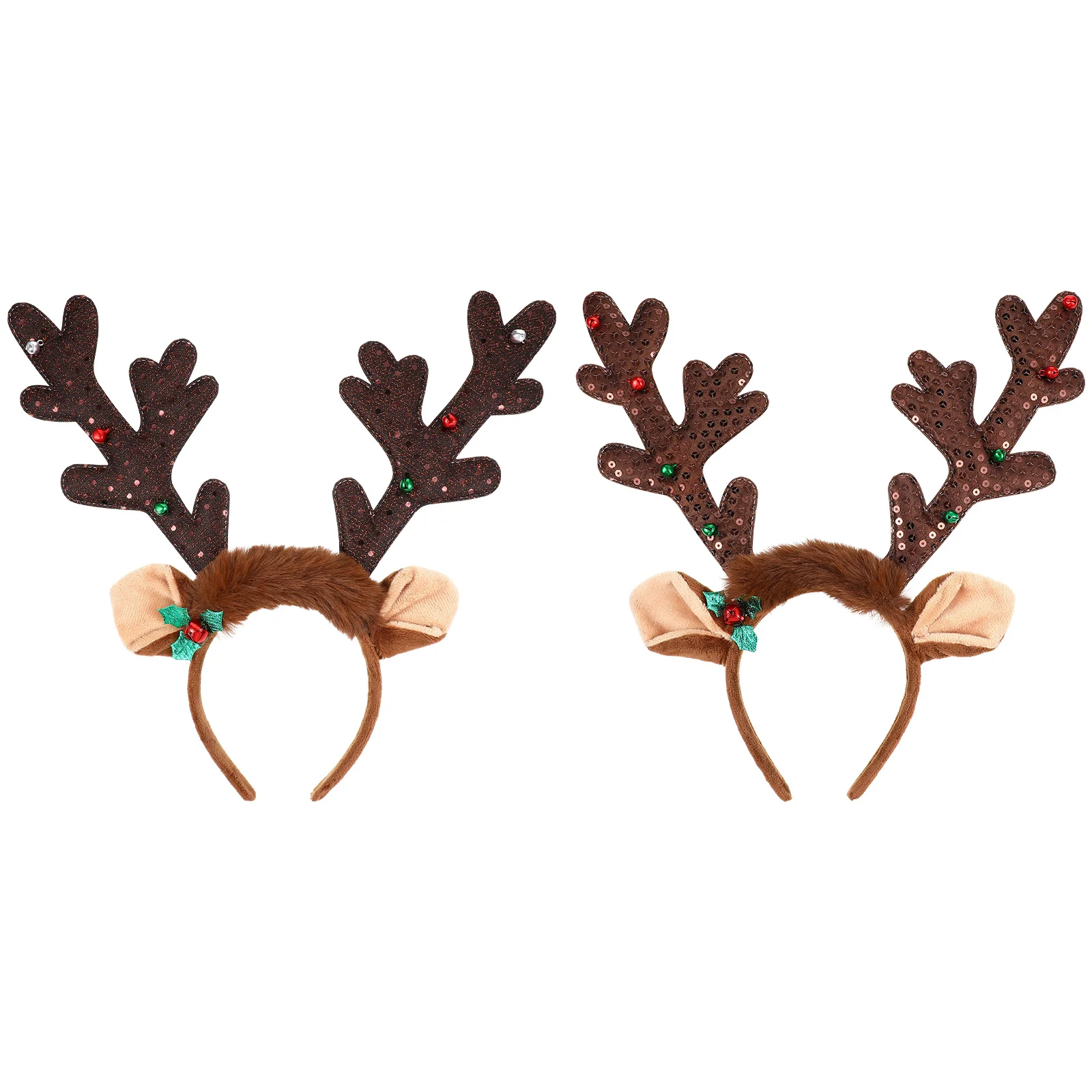 Antler Headband Decorative Hair Hoops Headwear Ribbons Antlers Sequin Headbands for Xmas Plastic Christmas Baby Ties