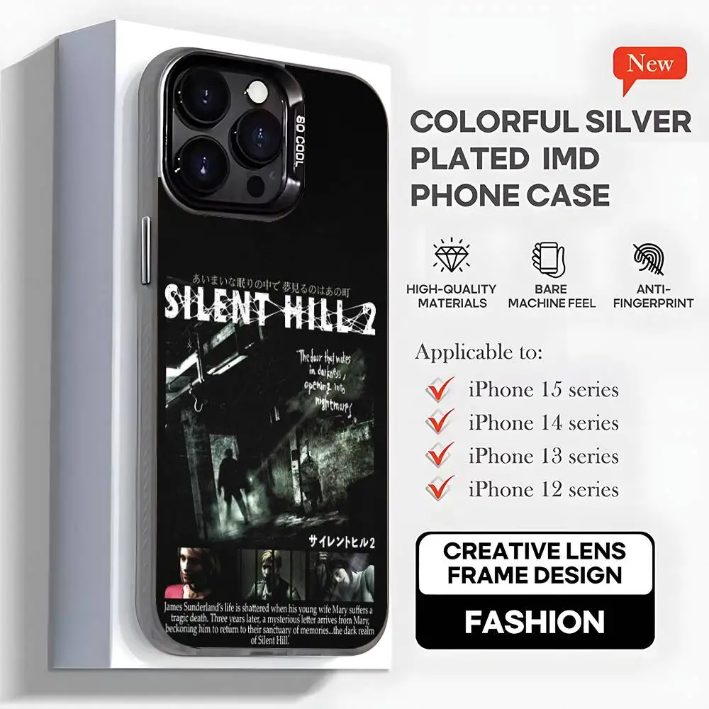 Capa de telefone para videogame Silent Hill 2 para iPhone 16,15,14,13,12,11, Mini,Pro,MAX,plus, capa preta fosca à prova de choque