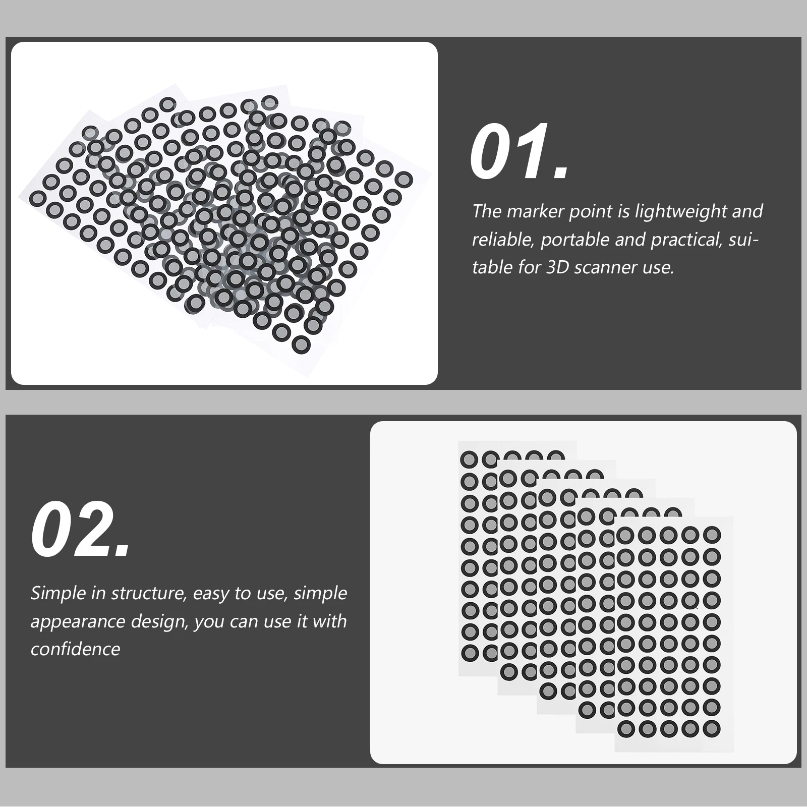 Imagem -04 - Folhas Ponto Marcador de Referência Scanner 3d Ponto de Marcação de Filme Reflexivo Scanner 3d Ponto de Identificação de Filme Reflexivo 5