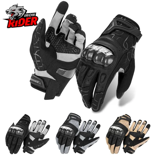 Guantes de motocicleta para hombre, guantes antideslizantes transpirables de verano para Motocross, guantes protectores de dedos completos para carreras de motos, M-2XL