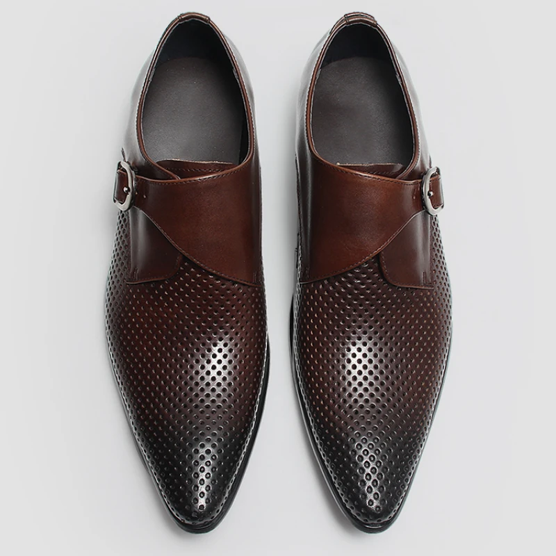 Luxury Genuine Leather Mens Dress Shoes Handmade Quality Comfortable 2025 Autumn British Trend Hollow Wedding Social Shoes Man image 4