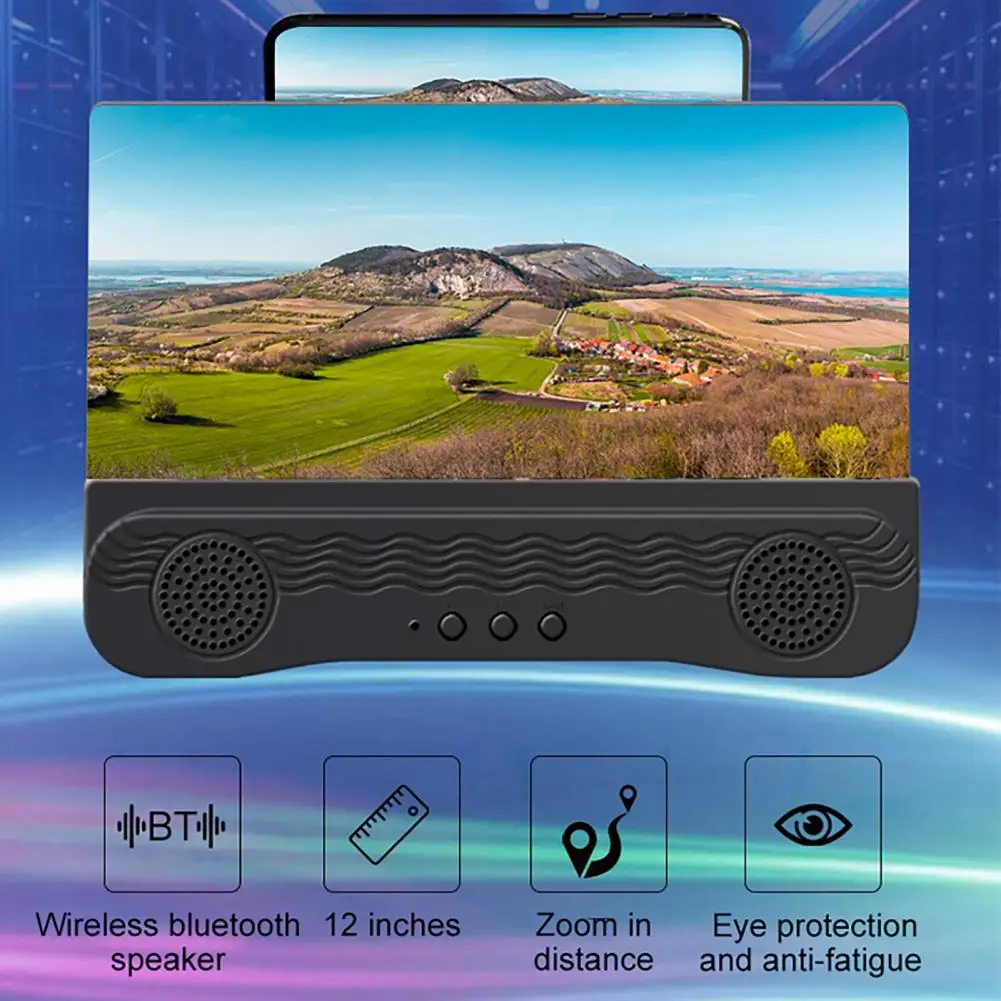 Useful Large Screen 6D Desk Handphone Video Amplifier Widely Compatible Dual Microphone Screen Magnifier for Office