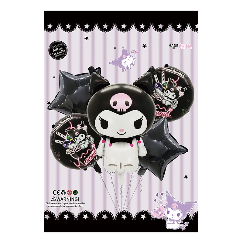 5 sztuk Cartoon Sanrio śliczne Kuromi moja melodia Cinnamoroll zestaw balonów foliowych urodziny dla dzieci dekoracyjne zabawki balonowe