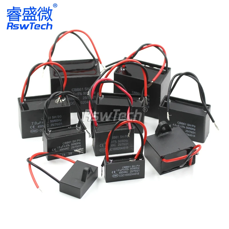 CBB61 starting capacitance AC Fan Capacitor 450V CBB Motor Run Capacitor 1UF 1.2UF 1.5UF 2UF 2.5UF 3UF 3.5UF 4UF