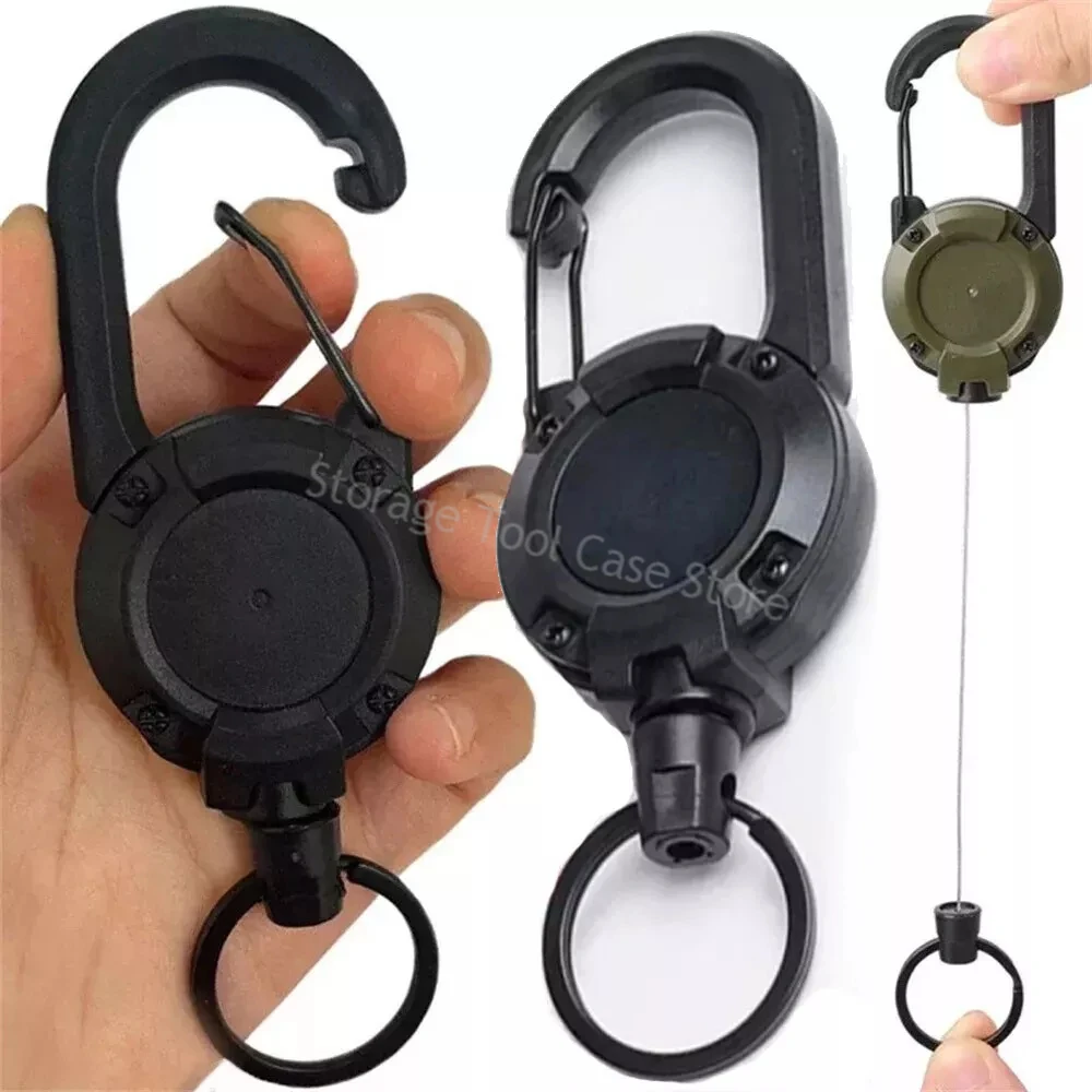 Anti-theft Metal Easy-to-pull Buckle Rope Elastic Keychain Sporty Retractable Key Ring Outdoor Telescopic Hook Tool Camping Gear