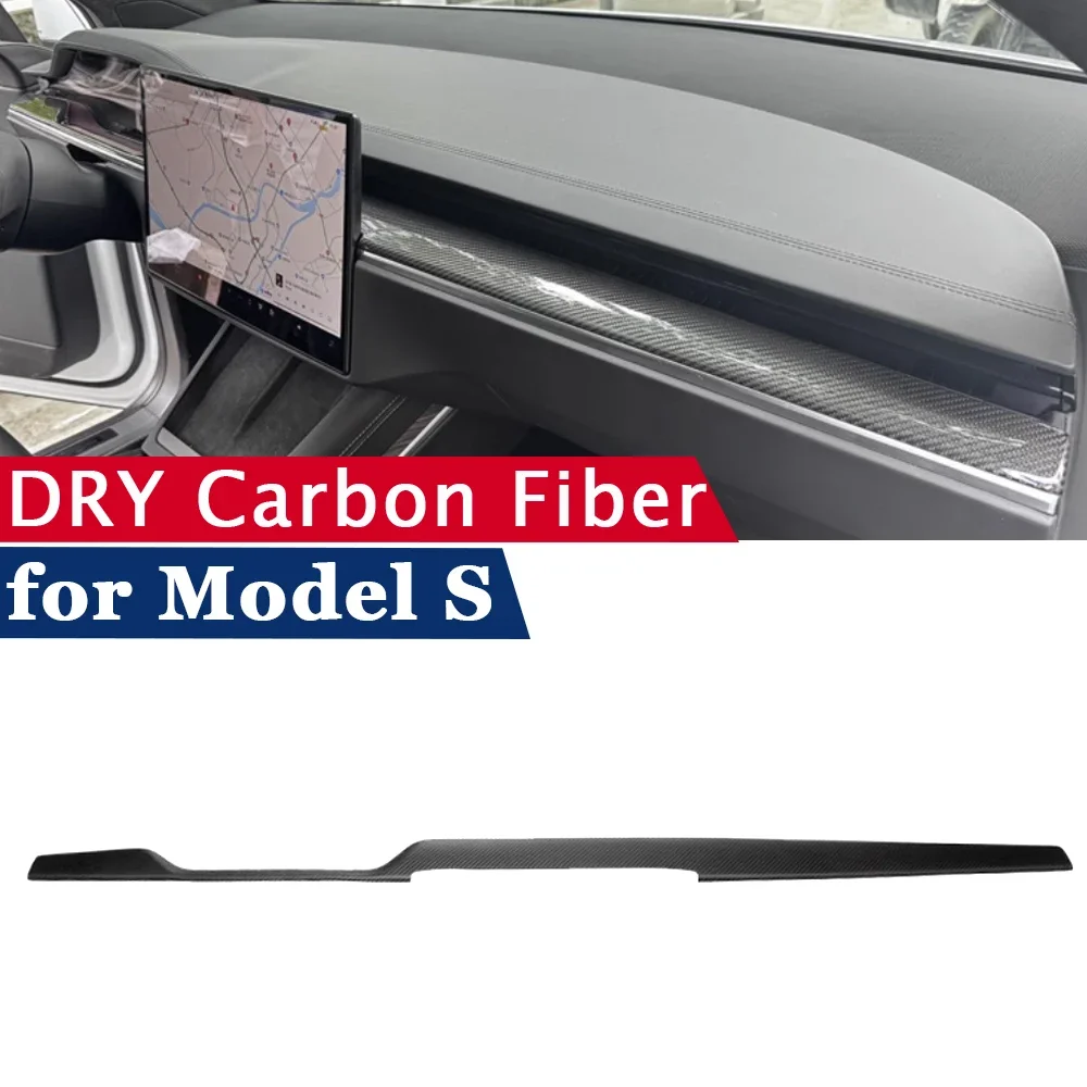 

Dry Carbon Fiber Cover for Tesla Model S 2021 2022 2023 2024 LHD Interior Accessories Front Frame Center Console Sticker