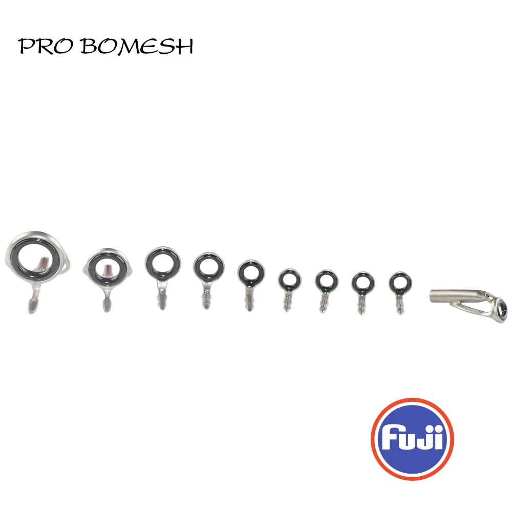 PROBOMESH FUJI Guide and Top 10pcs Set LNOG LOG Guide Micro Casting Guide Set Rod Building Component Repair Fishing Pole DIY