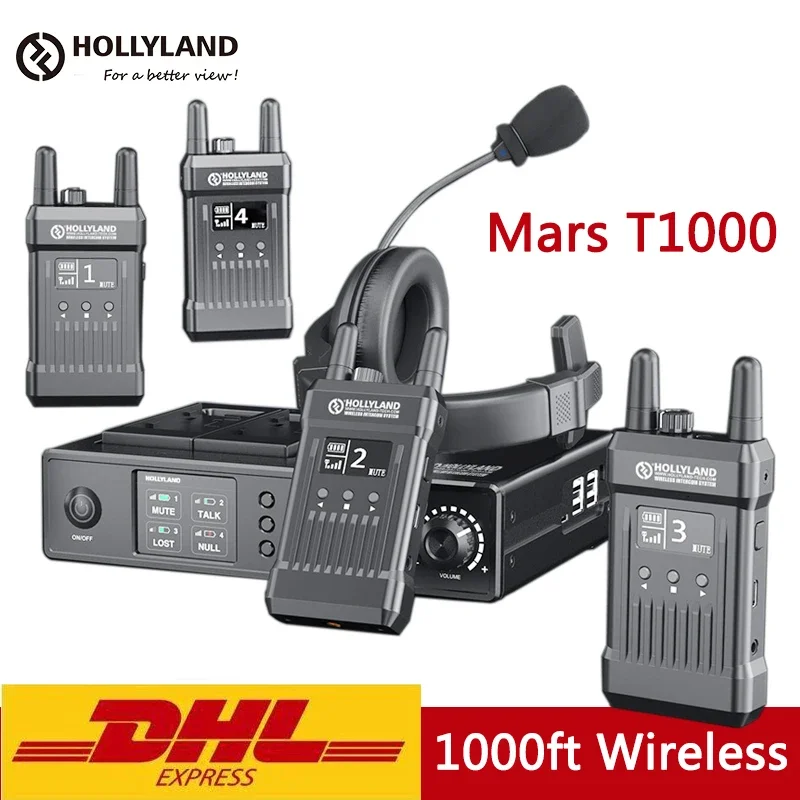 MARS T1000 1000 pés Sistema de intercomunicação de transmissão sem fio de vídeo Tela OLED Comunicação full-duplex Talkback